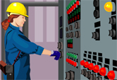 Person at a control panel